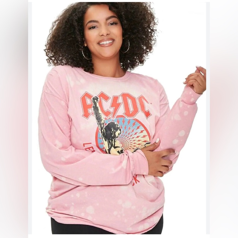 AC/DC Let There Be Rock Tour Bleach Washed Women's Long Sleeve T-shirt